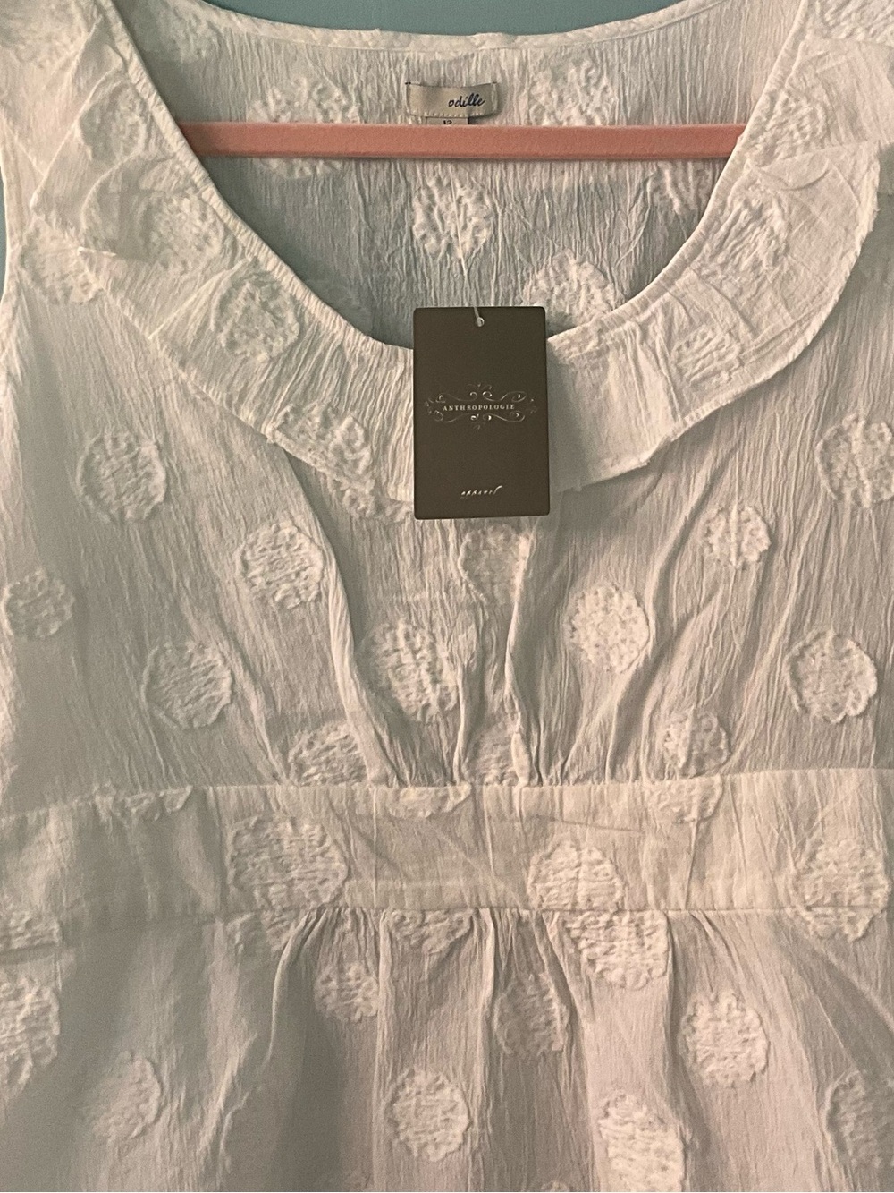 Odille White Sleeveless Ruffled Dot-Texture Top - Picture 3 of 4